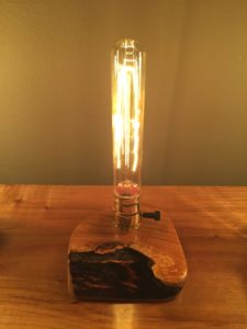 live edge Edison lamp